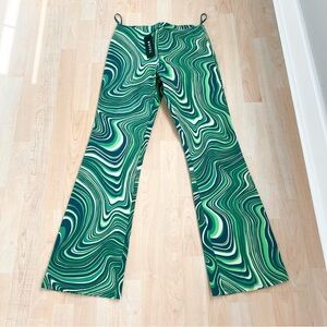 70s Halloween costume flare pants green NWT high waisted groovy  size S motel
